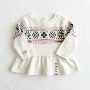 Ralph Lauren Cream and Black Patterned Long Sleeve Tee